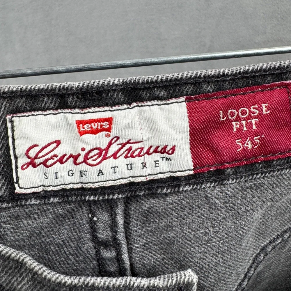 Levi Strauss Signature 545 Loose Fit Jeans Mens 40x28 Black Straight Orange Tab